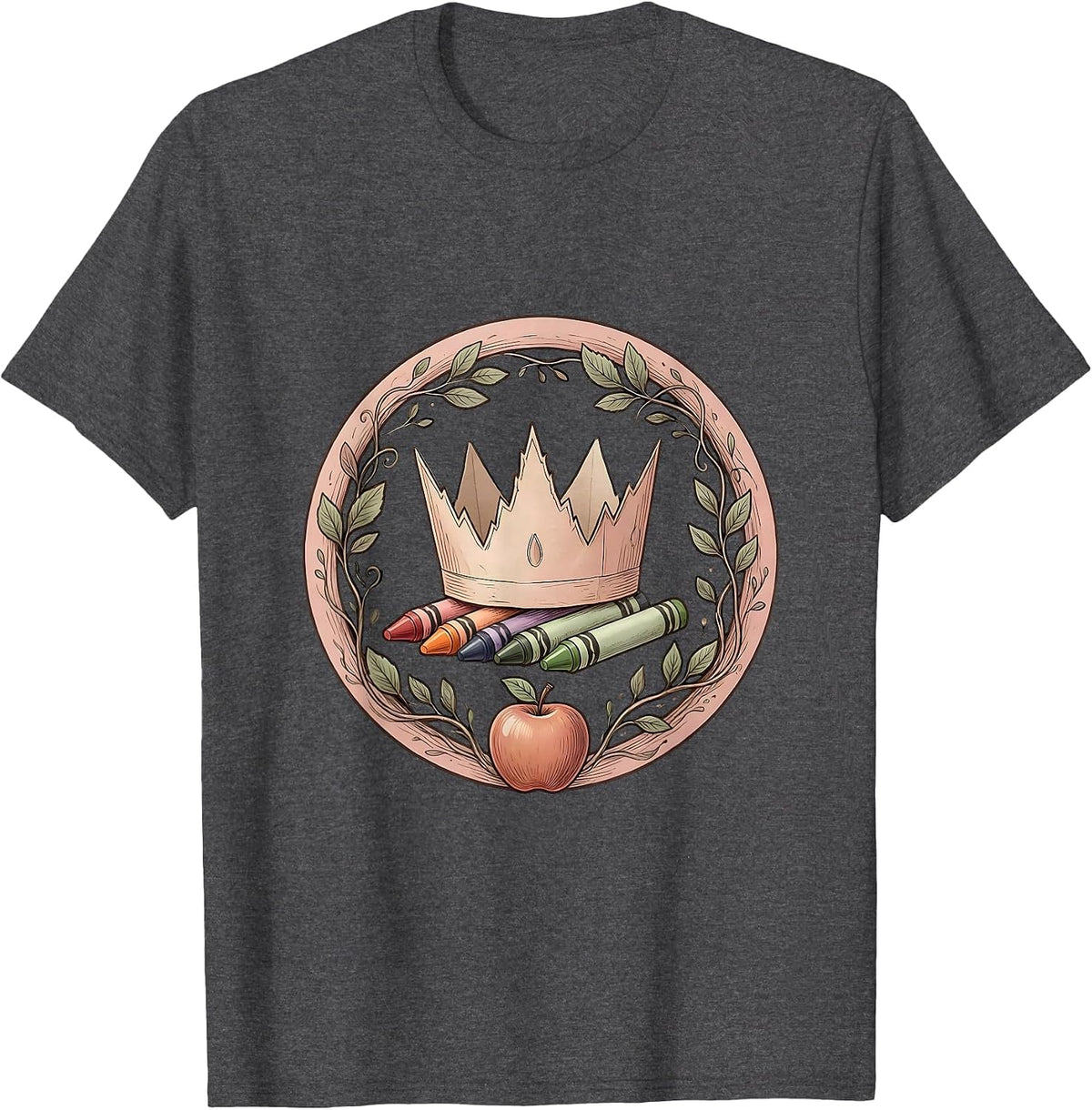 Men's Kindergarten Teacher Construction Paper Crown T-Shirt - Dark Heather Grey