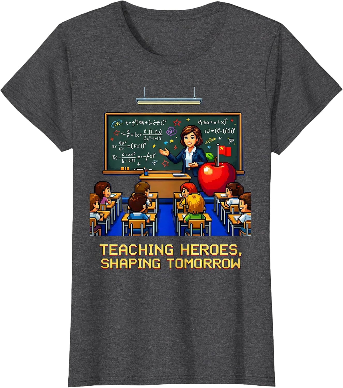 Women's Teaching Heroes Shaping Tomorrow Labor Day Design T-Shirt - Dark Heather Grey
