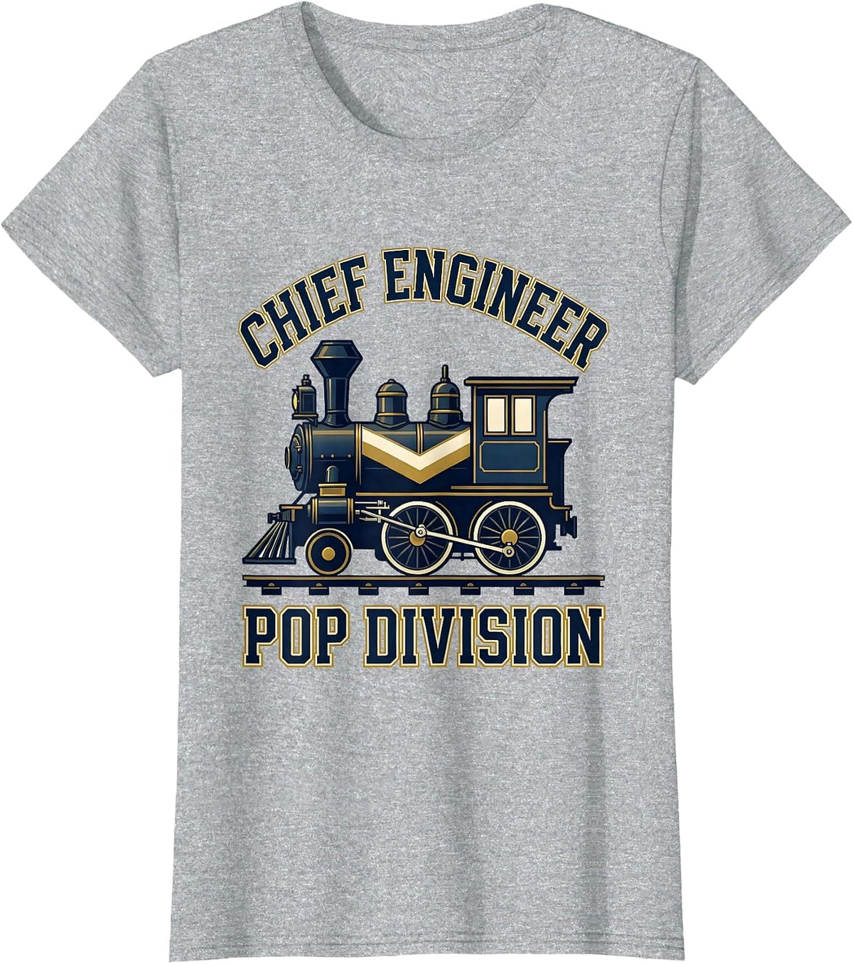 Chief Engineer Pop Division Funny Train Enthusiast Model T-Shirt - Heather Grey