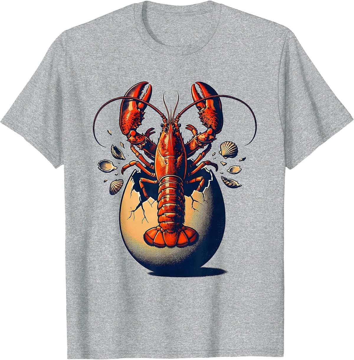 Men's Lobster Hatching From Barnacle-Covered Egg T-Shirt - Heather Grey