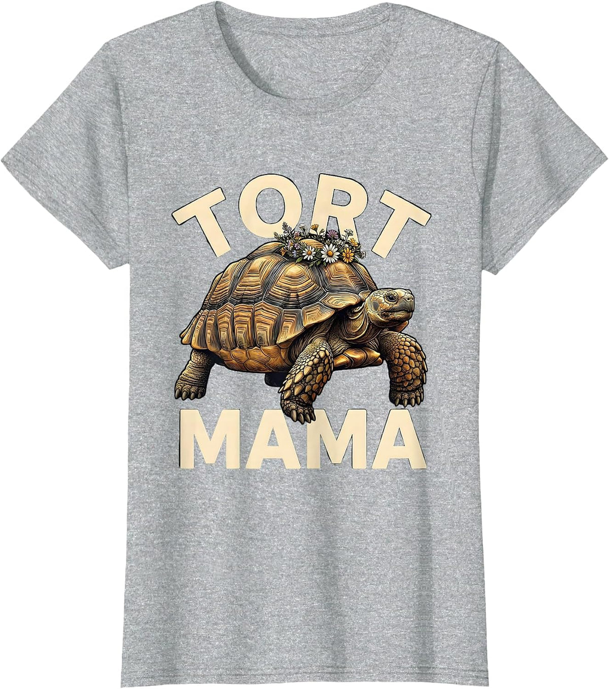 Tort Mama Funny Sulcata Tortoise Pet Mom Reptile Lover T-Shirt - Heather Grey
