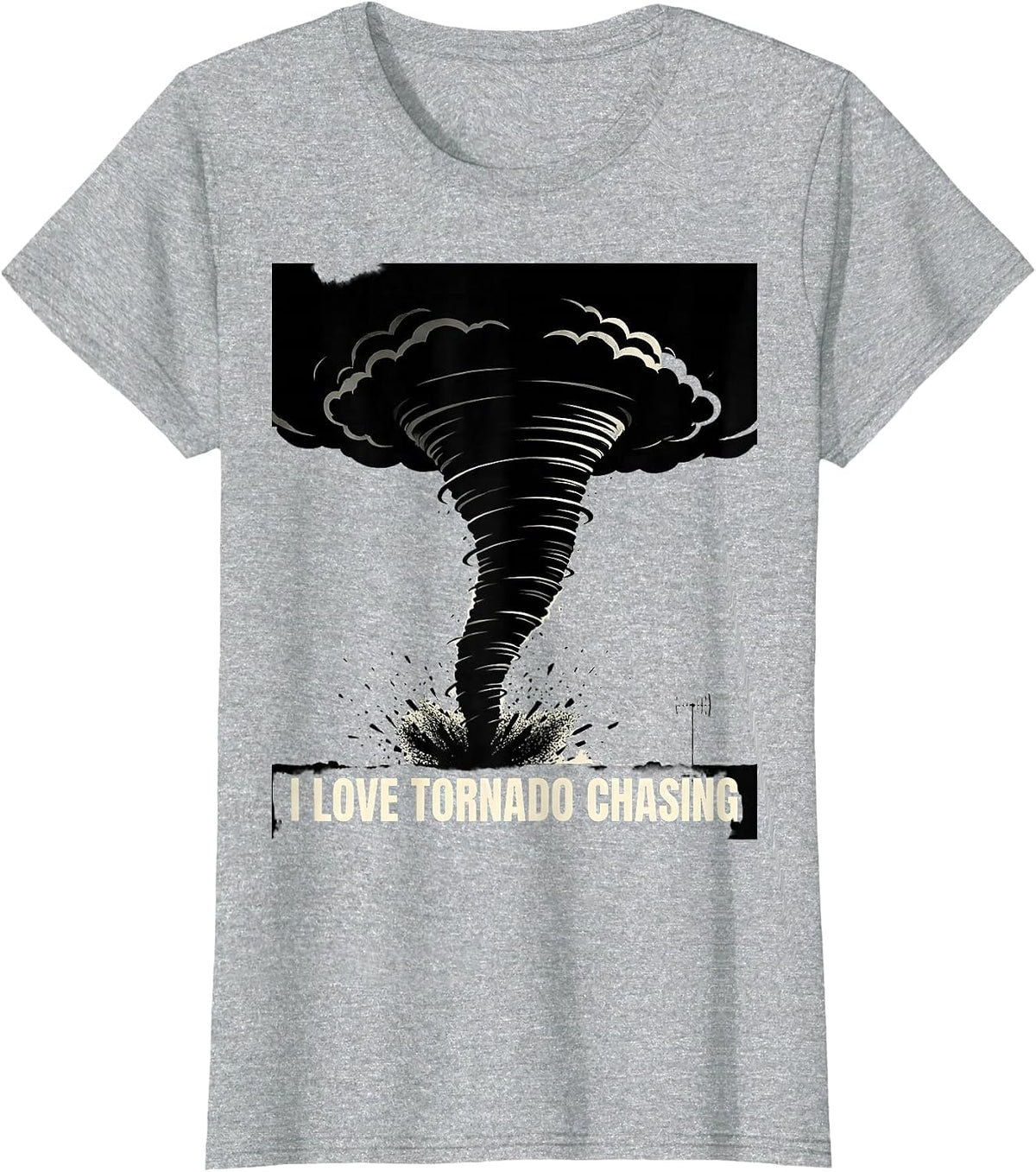I Love Tornado Chasing Silhouette Storm Chaser Meteorology T-Shirt - Heather Grey