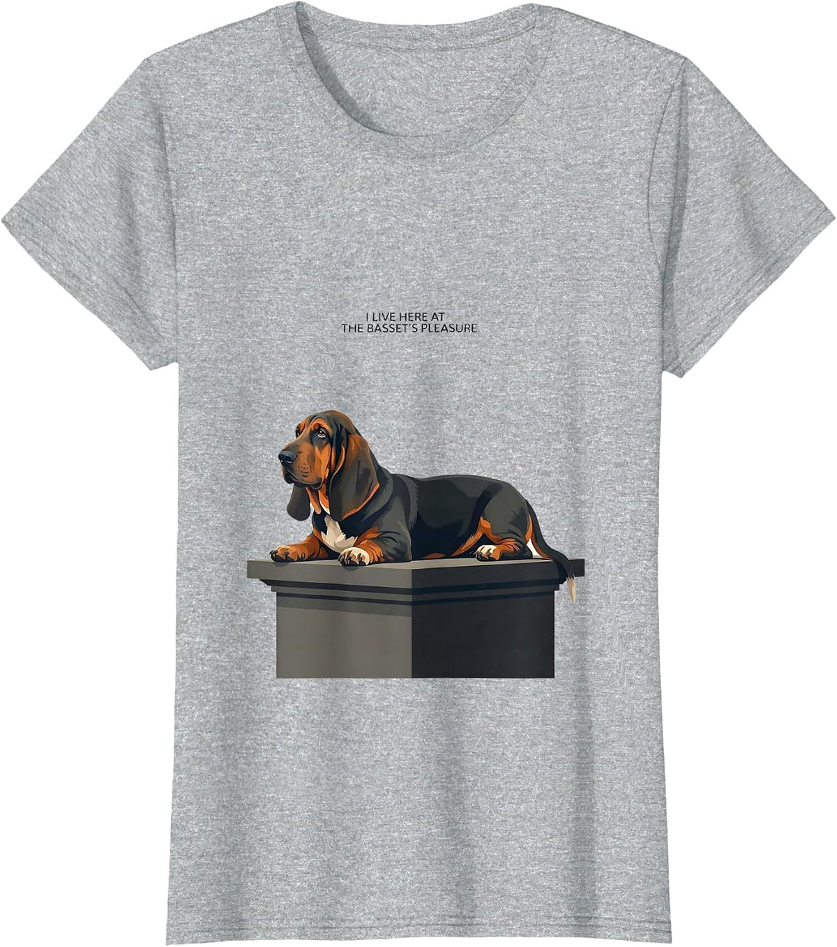 I Live Here At The Basset's Pleasure Funny Basset Hound T-Shirt - Heather Grey