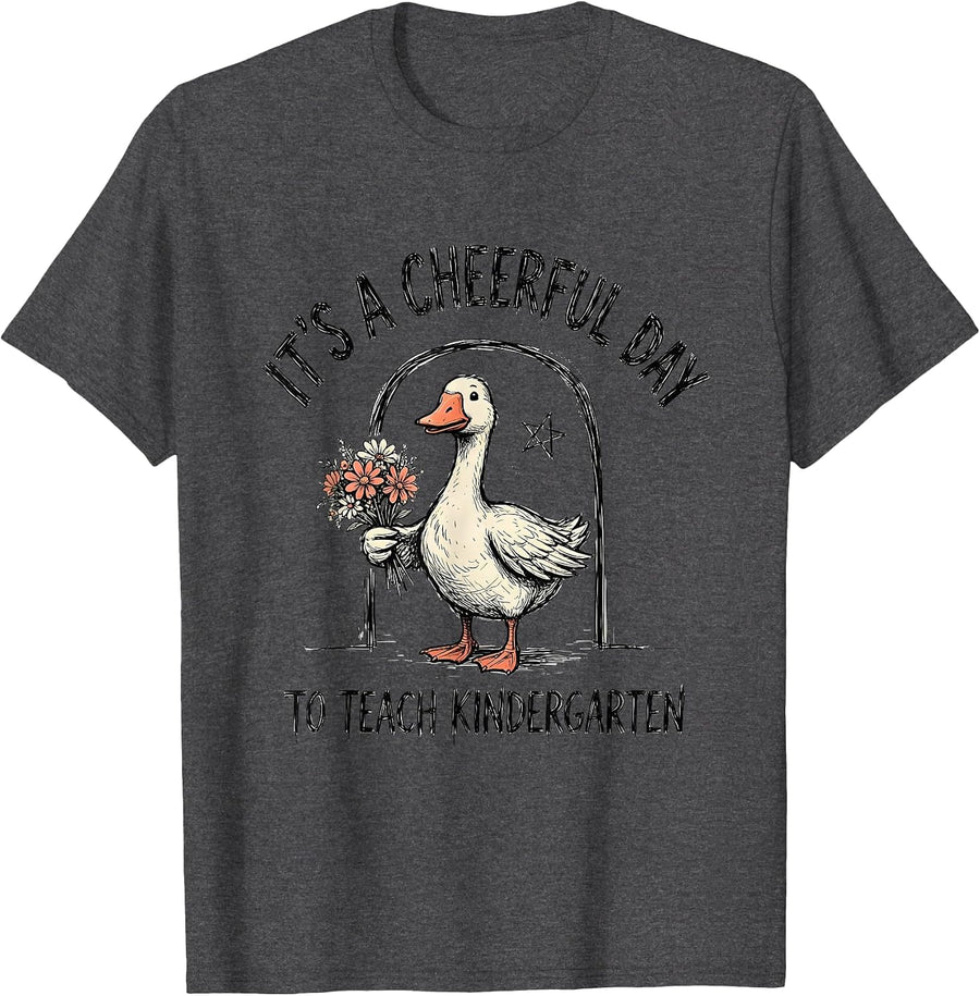 Men's It's A Cheerful Day To Teach Kindergarten Teacher T-Shirt - Dark Heather Grey