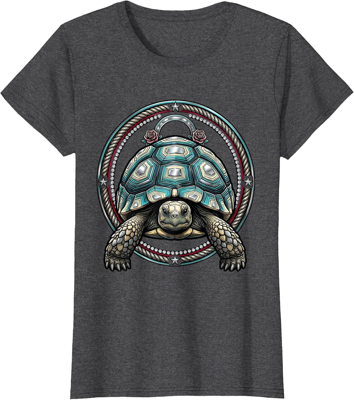 Women's Desert Tortoise Western Wildlife Illustration T-Shirt - Dark Heather Grey