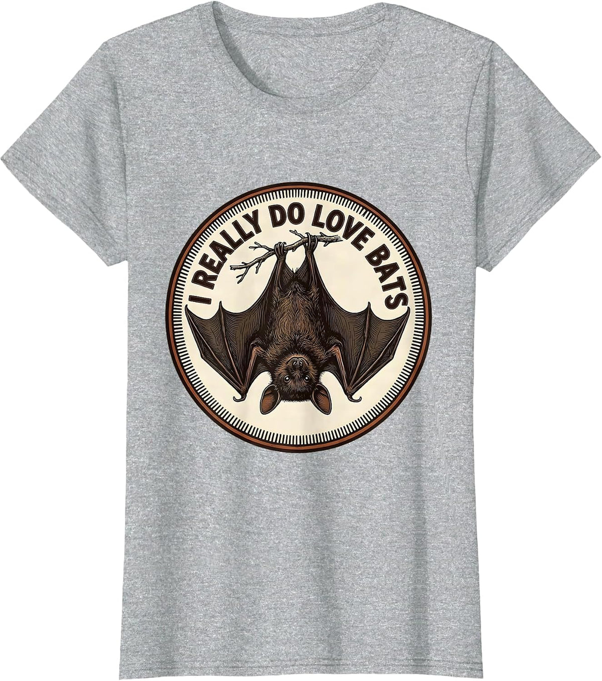 I Really Do Love Bats Vintage Bat Lover Wildlife T-Shirt - Heather Grey