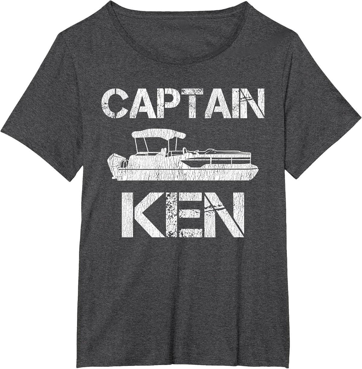 Captain Ken Pontoon Captain Funny Personalized Name Boat T-Shirt - Dark Heather Grey
