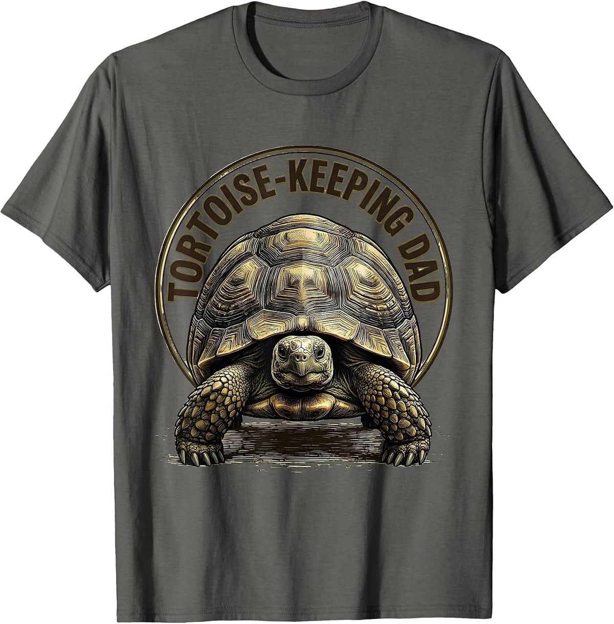 Men's Tortoise-Keeping Dad Funny Dad Pet Lover Gift T-Shirt - Asphalt Grey