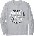 Metal AF Heavy Metal Thunder Skull Rock Rockstar Fan Long Sleeve T-Shirt - Adult Unisex Heather Grey