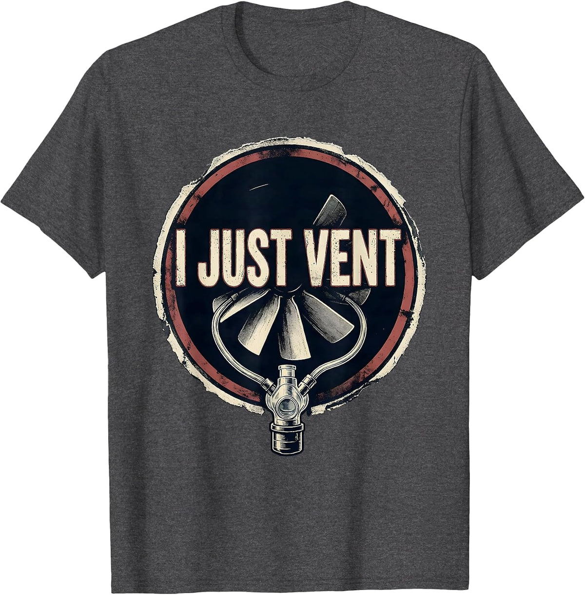 Men's I Just Vent Bold Stencil Respiratory Therapist RT Humor T-Shirt - Dark Heather Grey