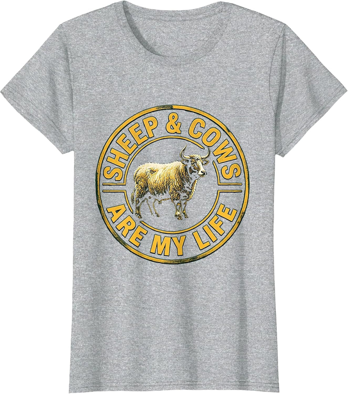 Women's Sheep & Cows Are My Life Funny Farm Animal Farmer Humor T-Shirt - Heather Grey