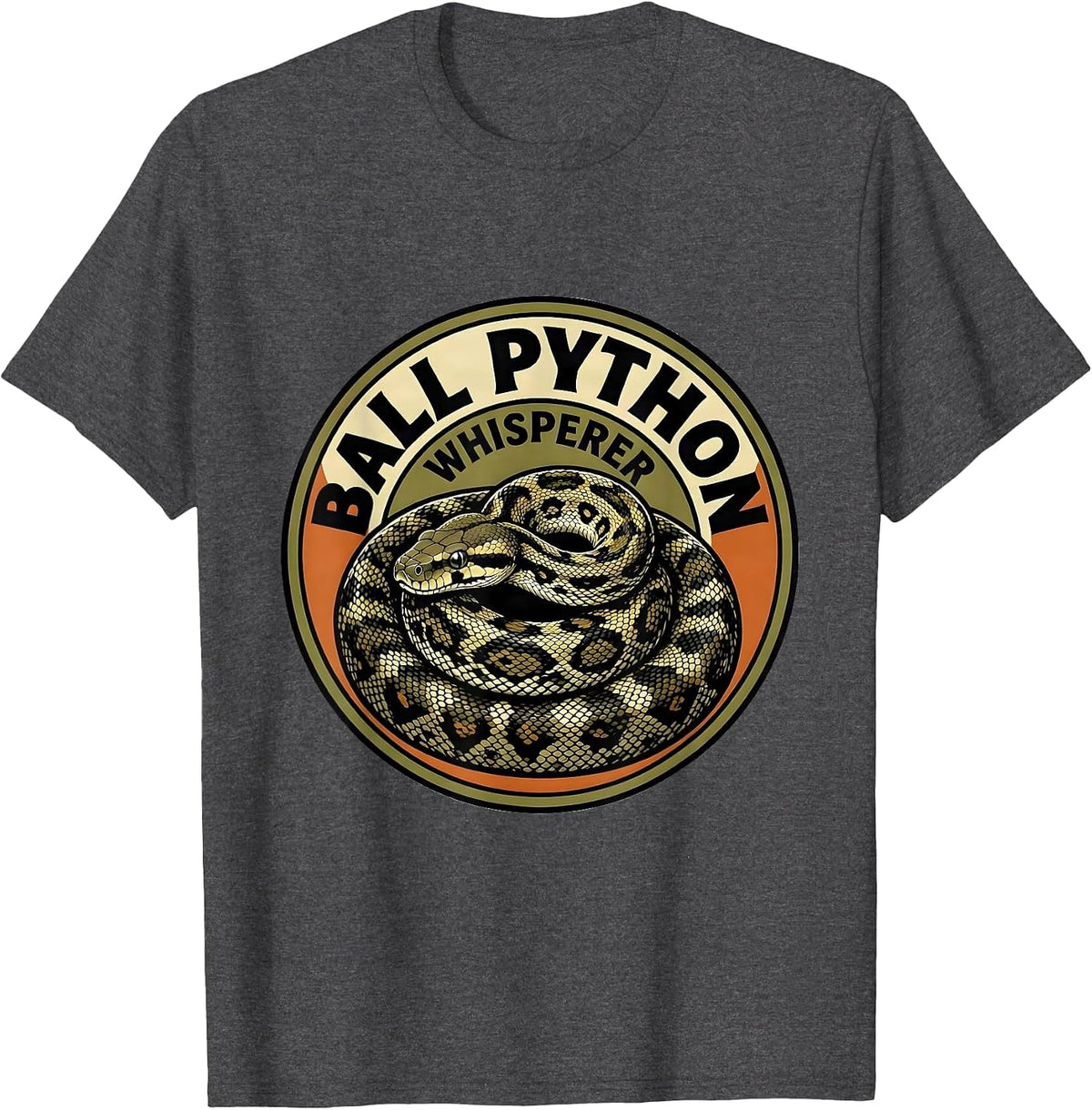Ball Python Whisperer Funny Reptile Lover Pet Owner T-Shirt - Dark Heather Grey