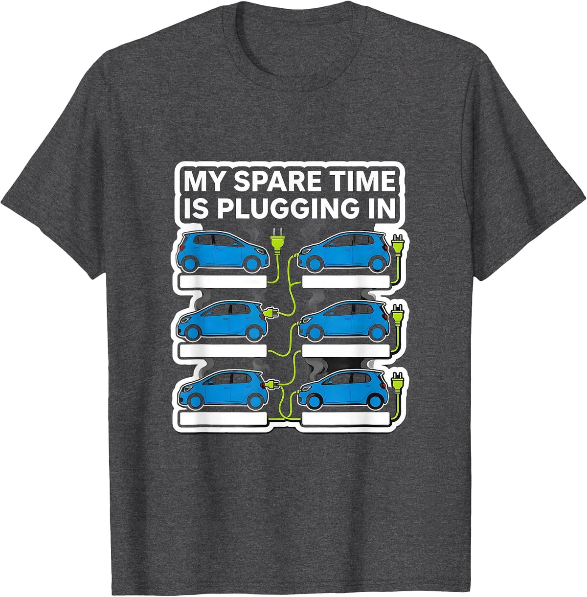 Men's My Spare Time Is Plugging In Funny Car Enthusiast Electric T-Shirt - Dark Heather Grey