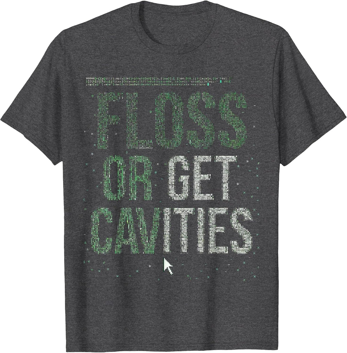 Men's Halloween Dental Floss or Get Cavities Design T-Shirt - Dark Heather Grey