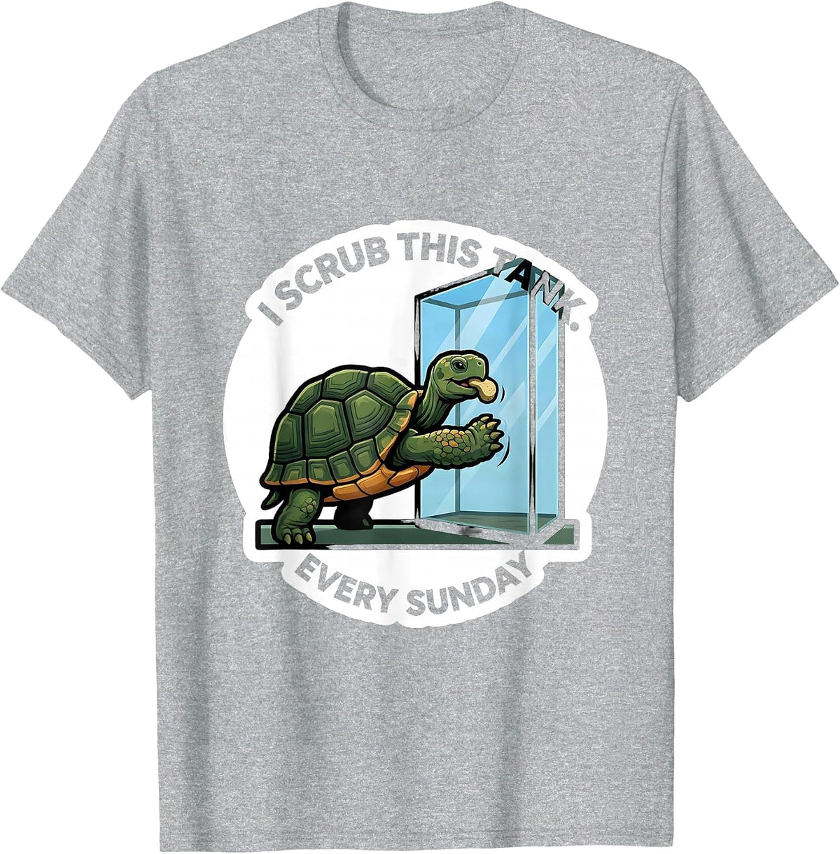 Men's I Scrub This Tank Every Sunday Funny Tortoise Lover Pet T-Shirt - Heather Grey