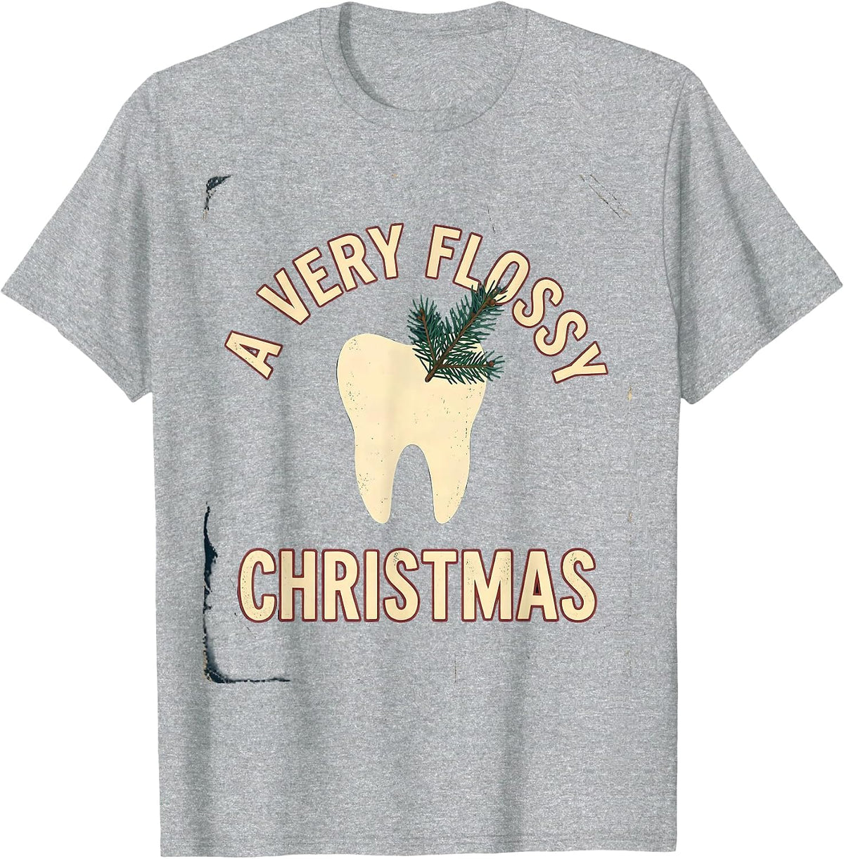 Men's A Very Flossy Christmas Vintage Dental Holiday Humor Dentist T-Shirt - Heather Grey