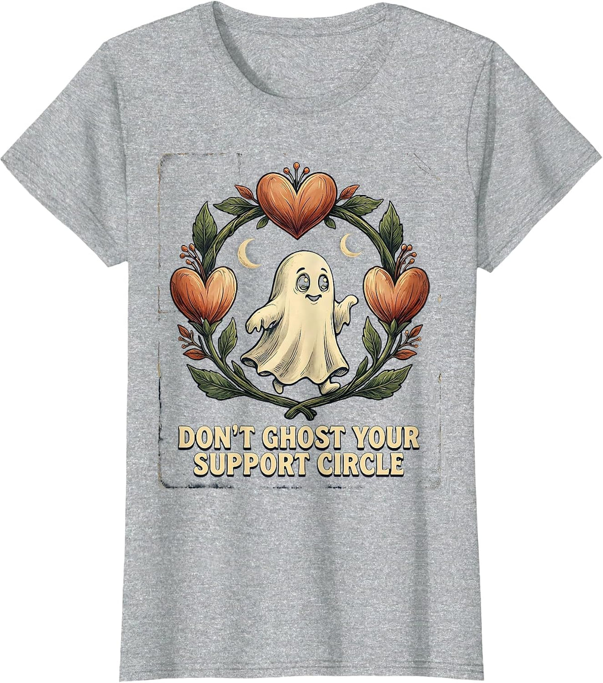 Women's Don't Ghost Your Support Circle Vintage Mental Health T-Shirt - Heather Grey