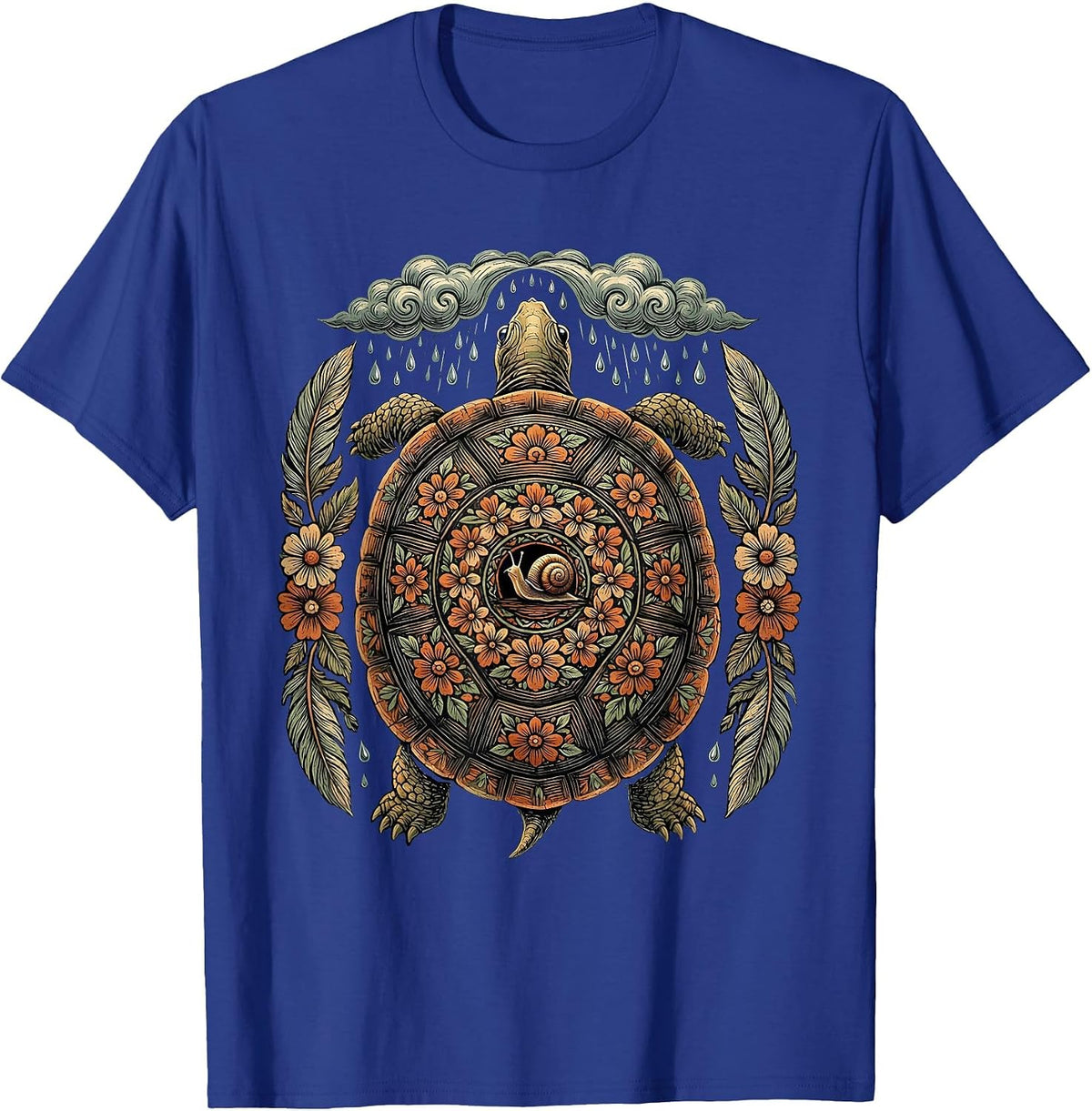 Men's Tortoise and Snail Kindness in the Storm T-Shirt - Royal Blue