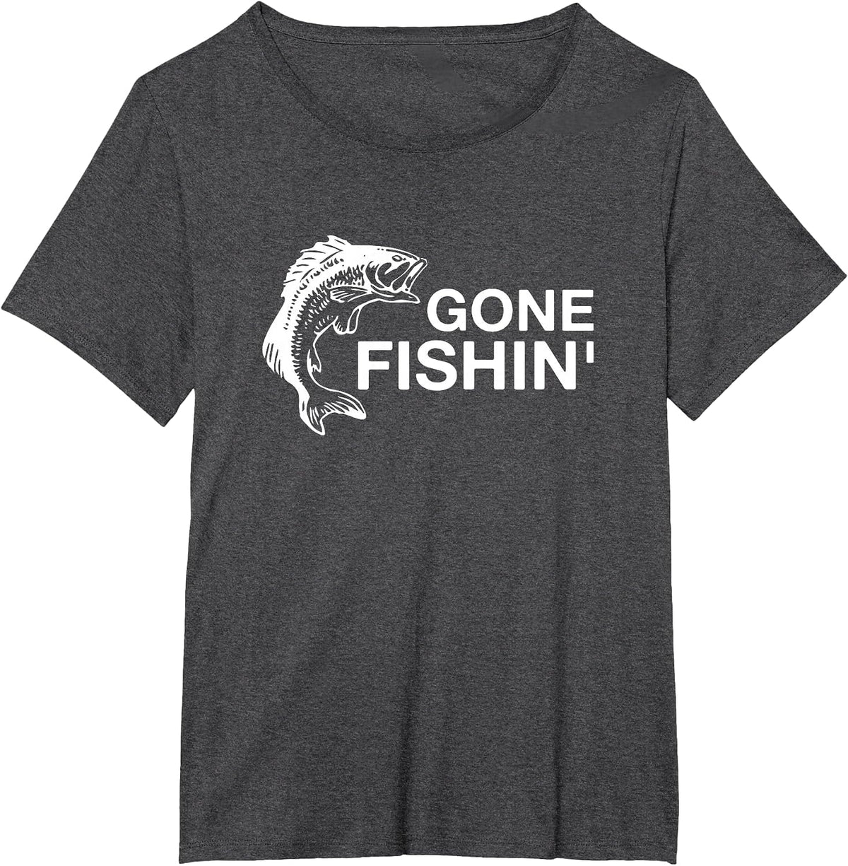 Gone Fishin' Funny Bass Fishing T-Shirt - Dark Heather Grey