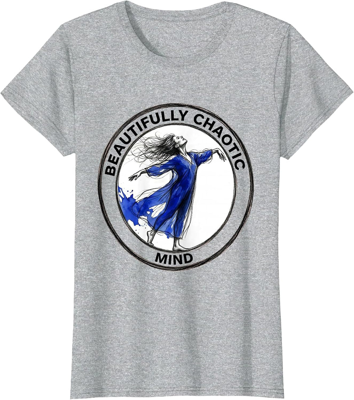 Beautifully Chaotic Mind ADHD Awareness Design T-Shirt - Heather Grey