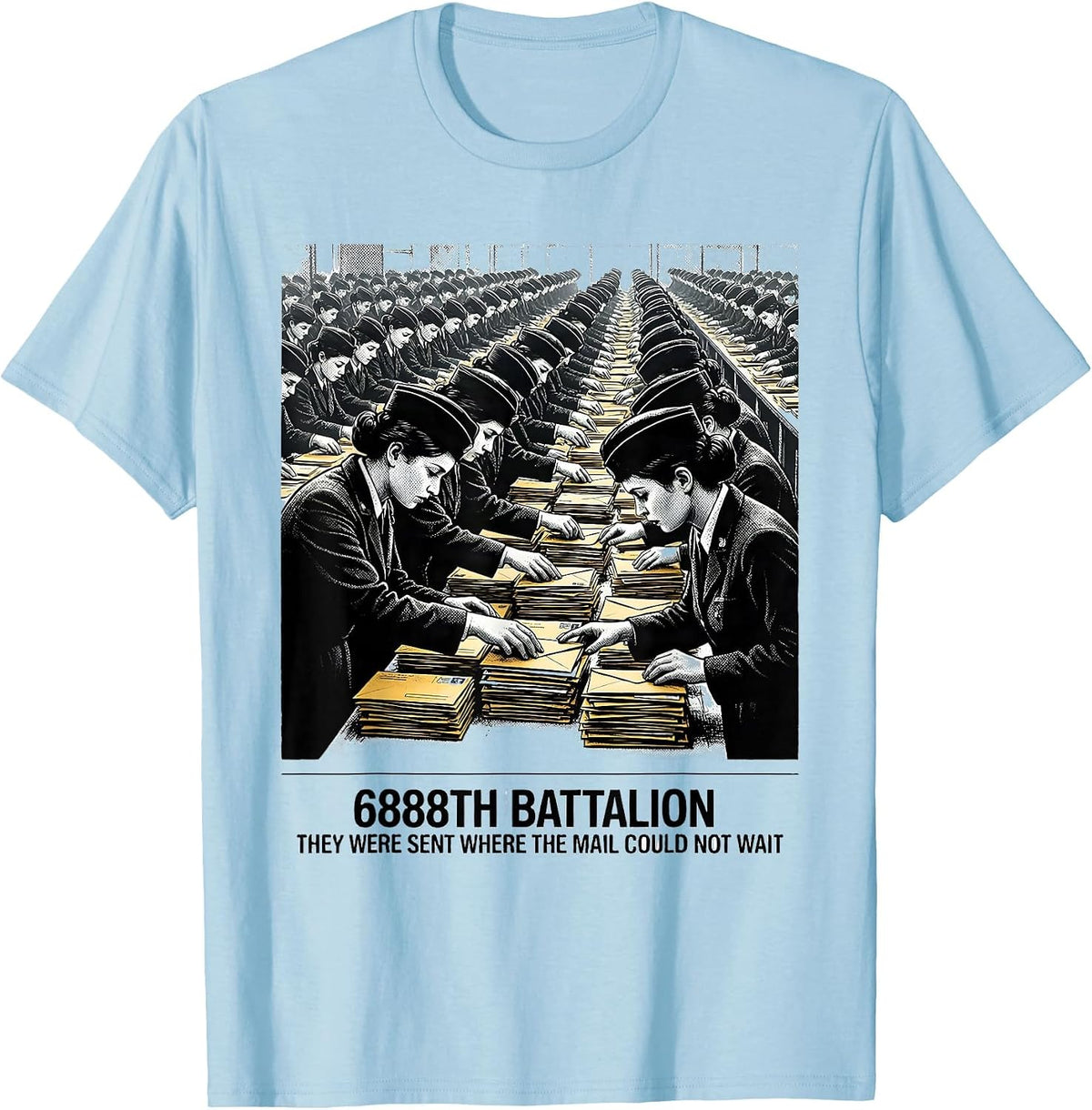 Men's 6888th Battalion WWII Tribute Black Servicewomen T-Shirt - Baby Blue