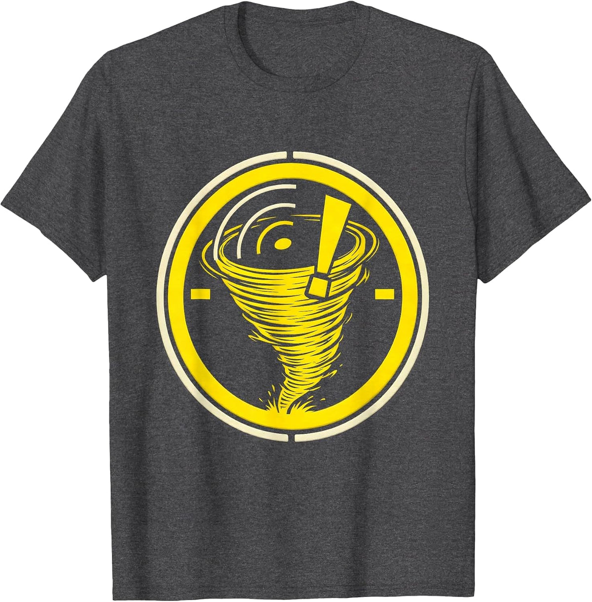 Men's Sealed Tornado Badge Storm Chaser Meteorology Humor T-Shirt - Dark Heather Grey