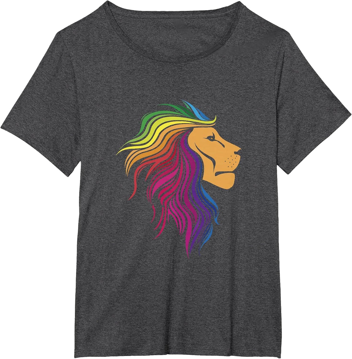 Rainbow Lion | Rainbow Lesbian Funny Pride Month T-Shirt - Dark Heather Grey