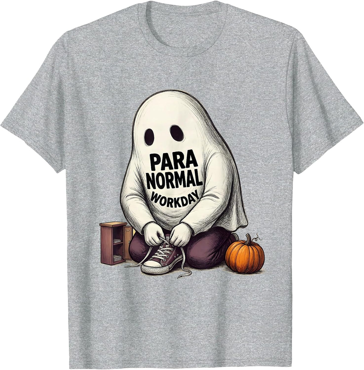Men's Para Normal Workday Funny Ghost Paraprofessional Halloween T-Shirt - Heather Grey