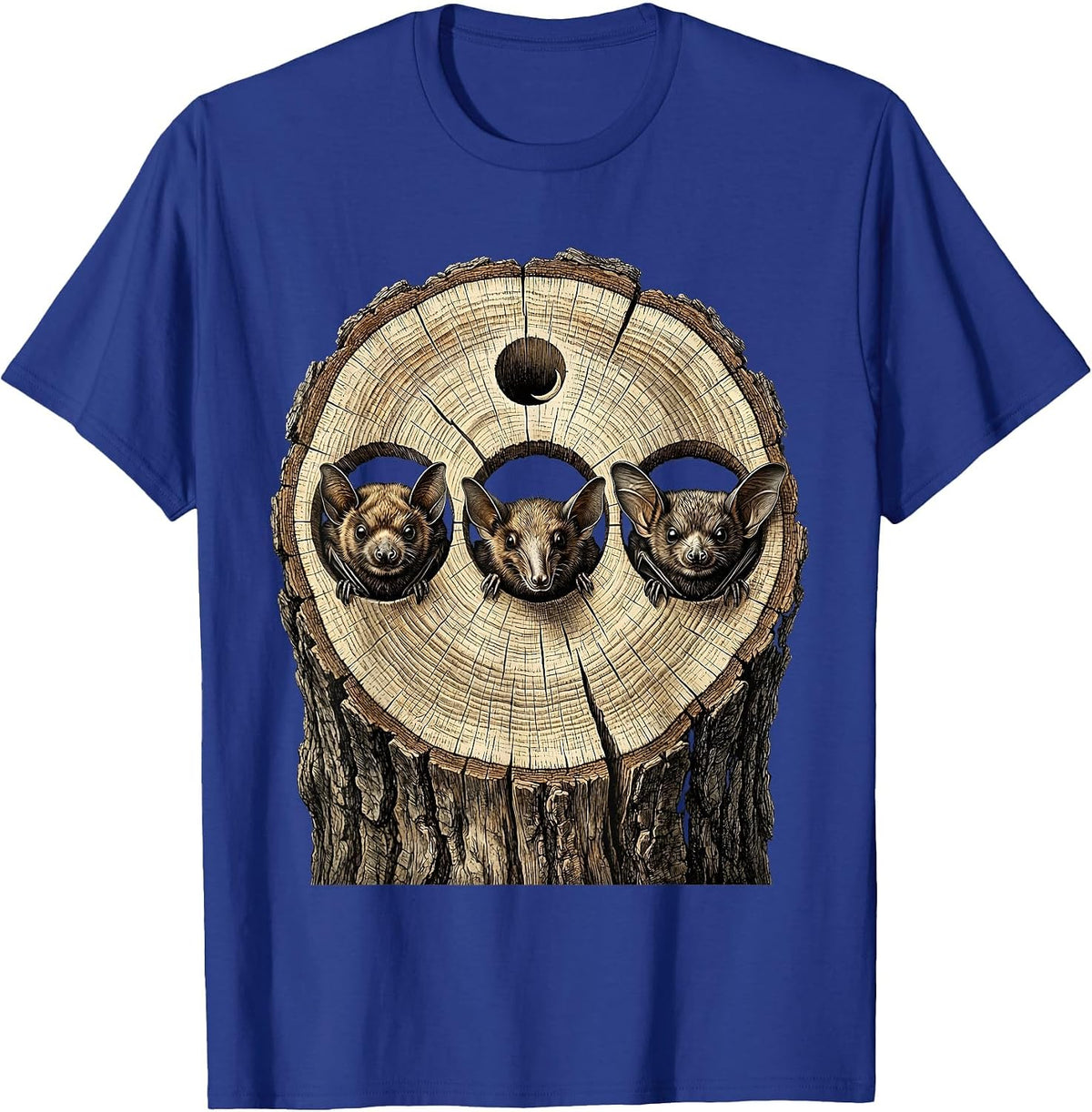 Three Bats Vintage Nature Conservation Halloween T-Shirt - Royal Blue