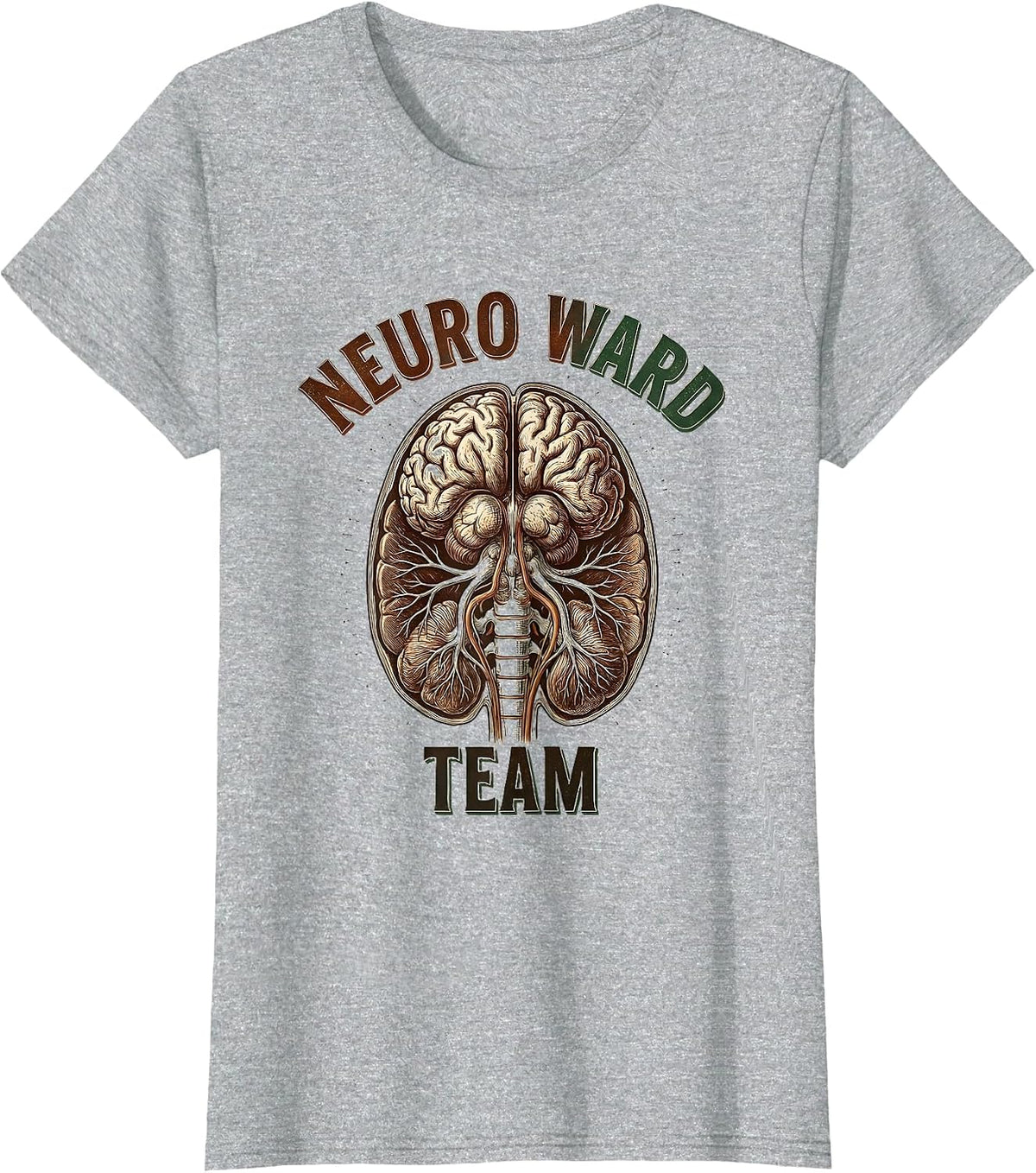 Women's Neuro Ward Team Vintage Human Anatomy Brain Science Student T-Shirt - Heather Grey