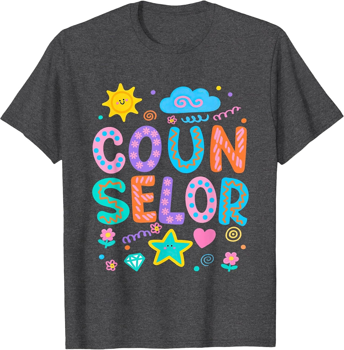 School Counselor Psychologist Therapist Teacher Appreciation T-Shirt - Dark Heather Grey