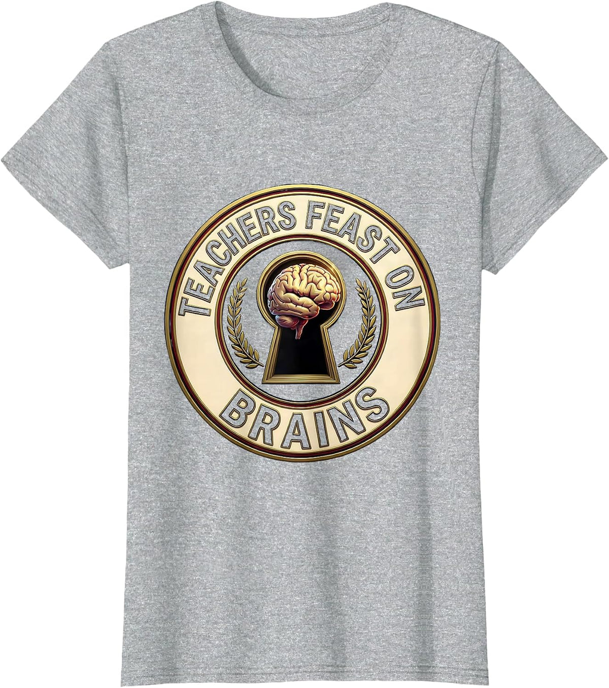 Teachers Feast On Brains Funny Zombie Teacher Halloween T-Shirt - Heather Grey