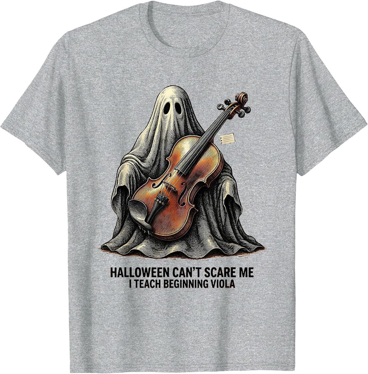 Men's Halloween Can't Scare Me, I Teach Beginning Viola Teacher T-Shirt - Heather Grey