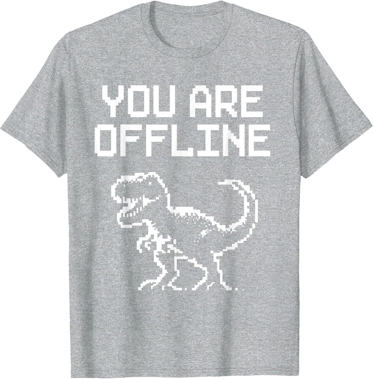 You are Offline T-Rex Pixel Art No Internet Connection T-Shirt - Heather Grey
