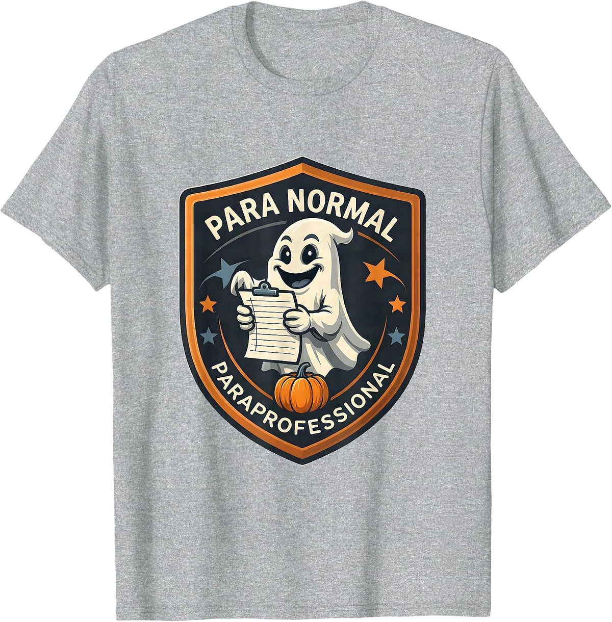 Men's Para Normal Paraprofessional Grinning Ghost Halloween T-Shirt - Heather Grey
