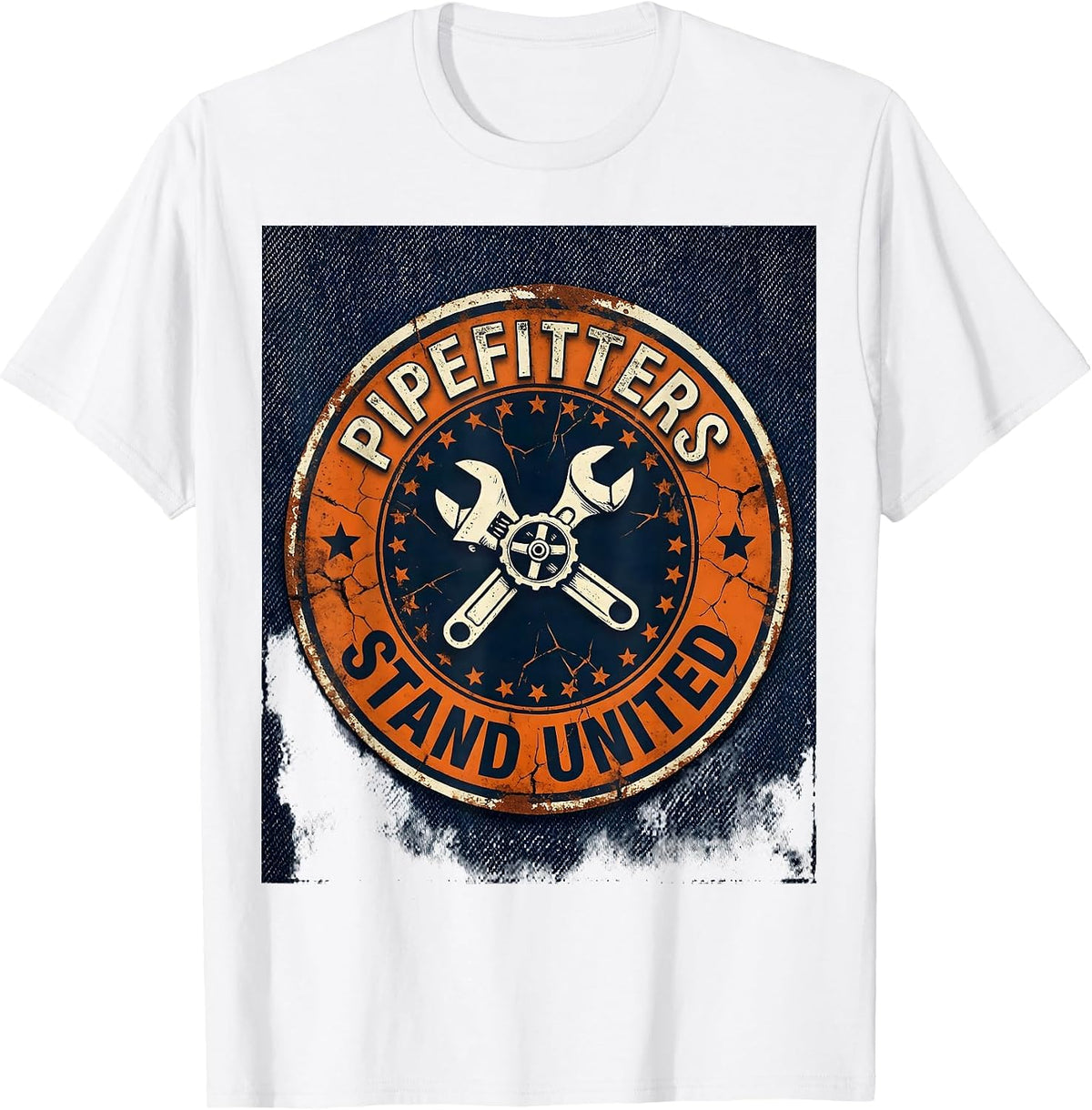 Men's Pipefitters Stand United Distressed Union Worker Solidarity T-Shirt - White
