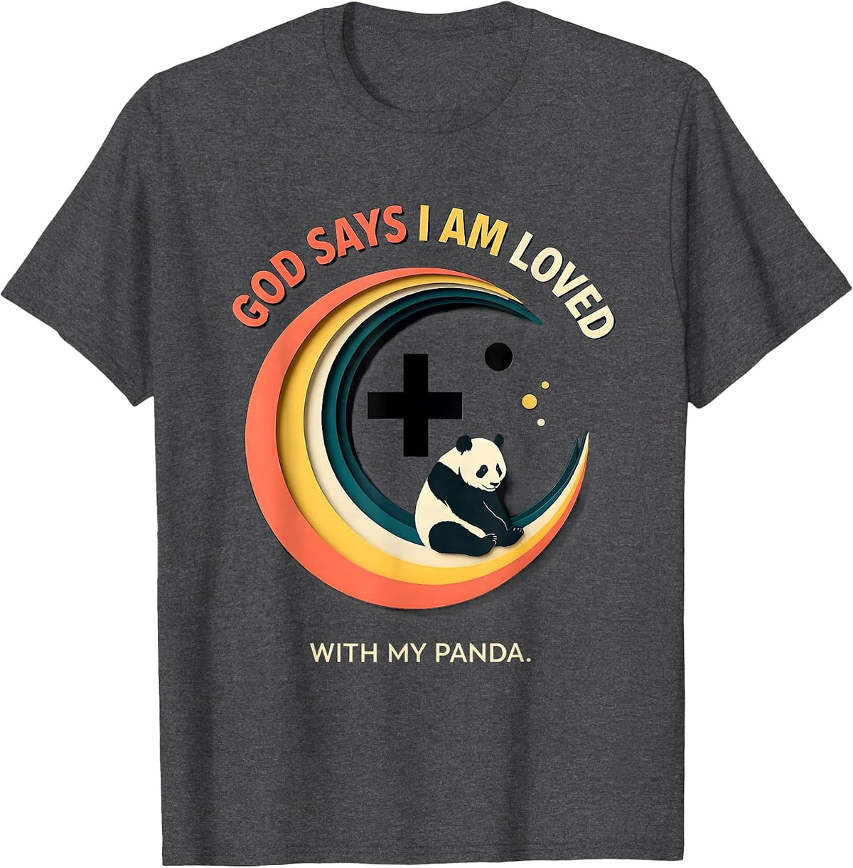 God Says I Am Loved With My Panda Christian Kids Sports T-Shirt - Dark Heather Grey