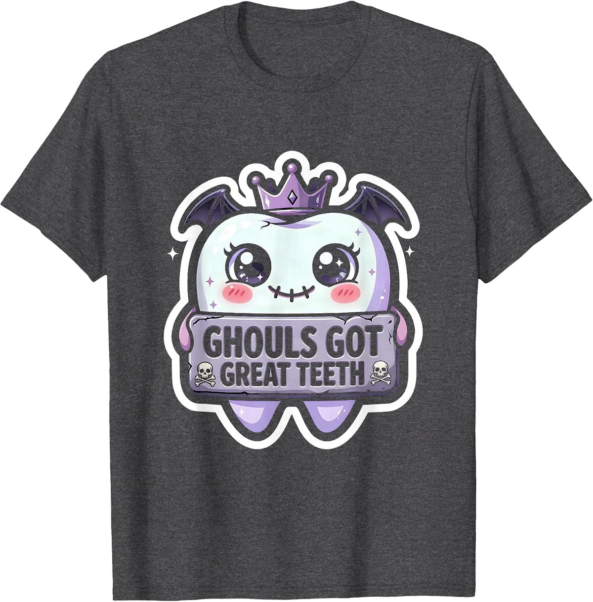 Men's Ghouls Got Great Teeth Dental Halloween Design T-Shirt - Dark Heather Grey