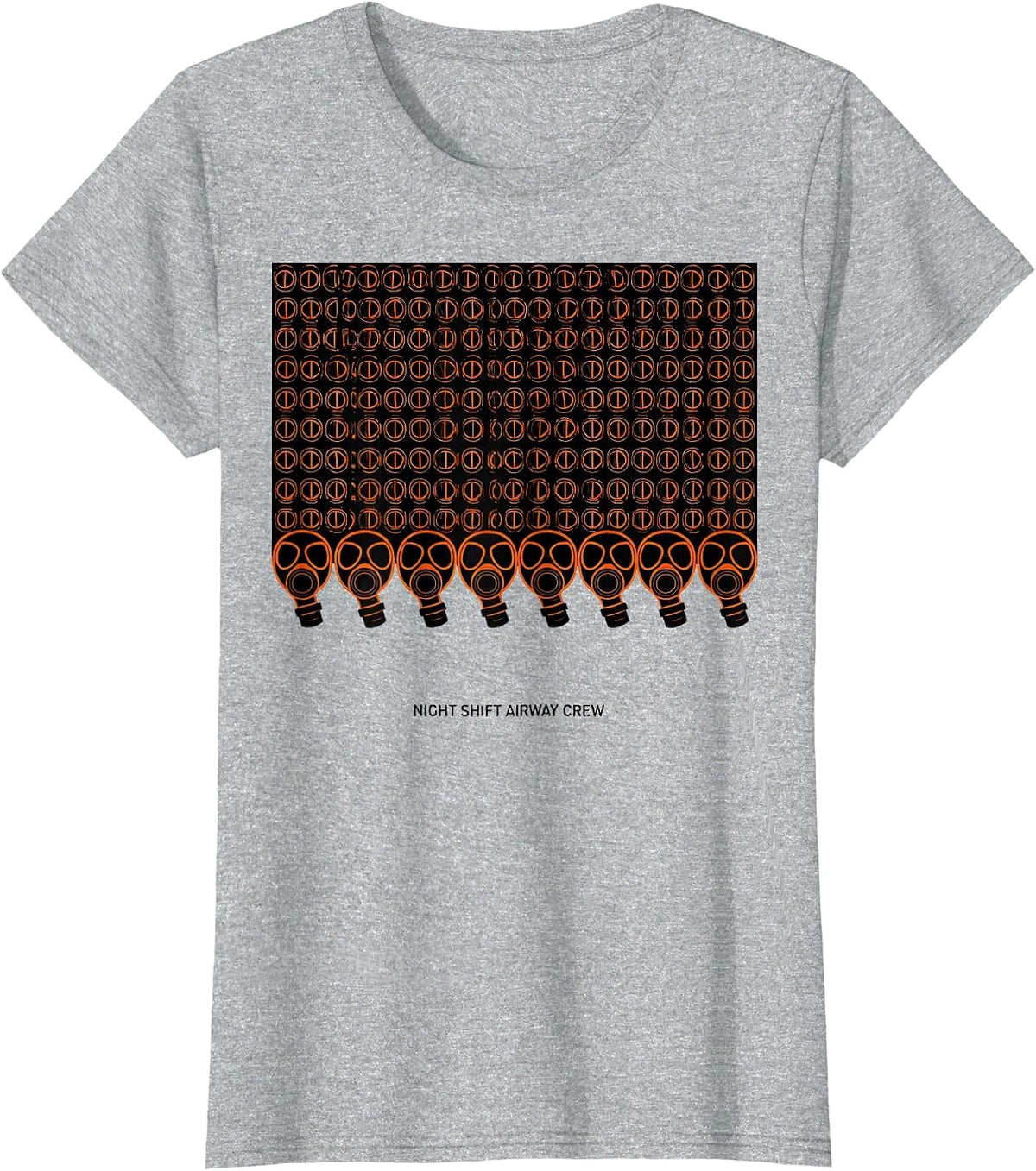 Night Shift Airway Crew Geometric Respiratory Therapist T-Shirt - Heather Grey