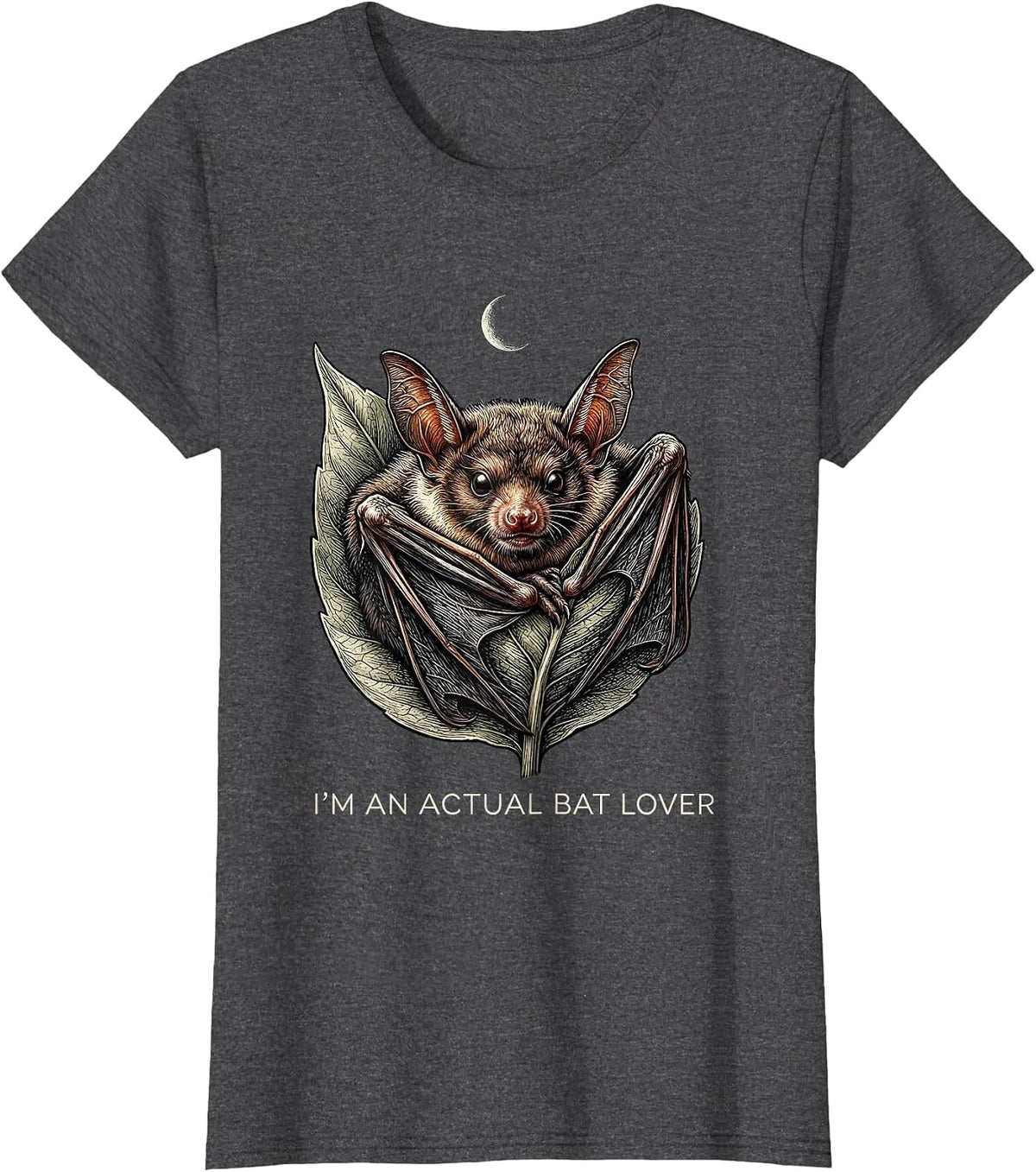 Women's I'm An Actual Bat Lover Vintage Bat Lover Halloween Humor T-Shirt - Dark Heather Grey