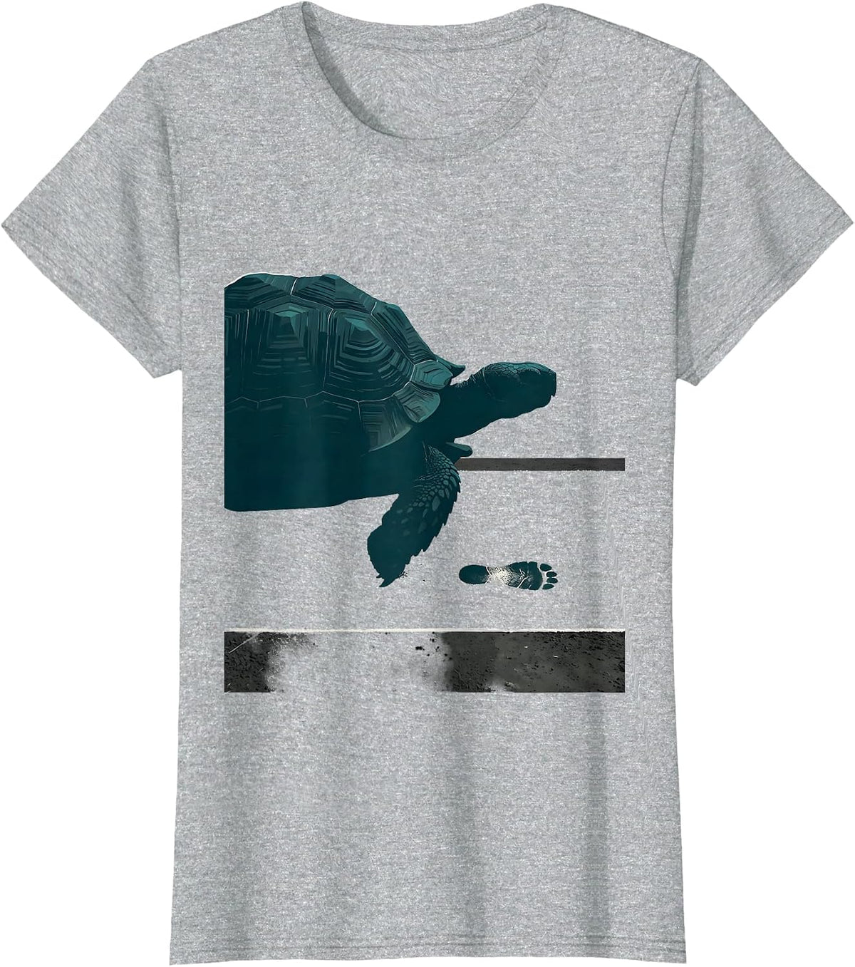 Women's Three-Quarter Tortoise Minimalist Animal Lover Humor T-Shirt - Heather Grey