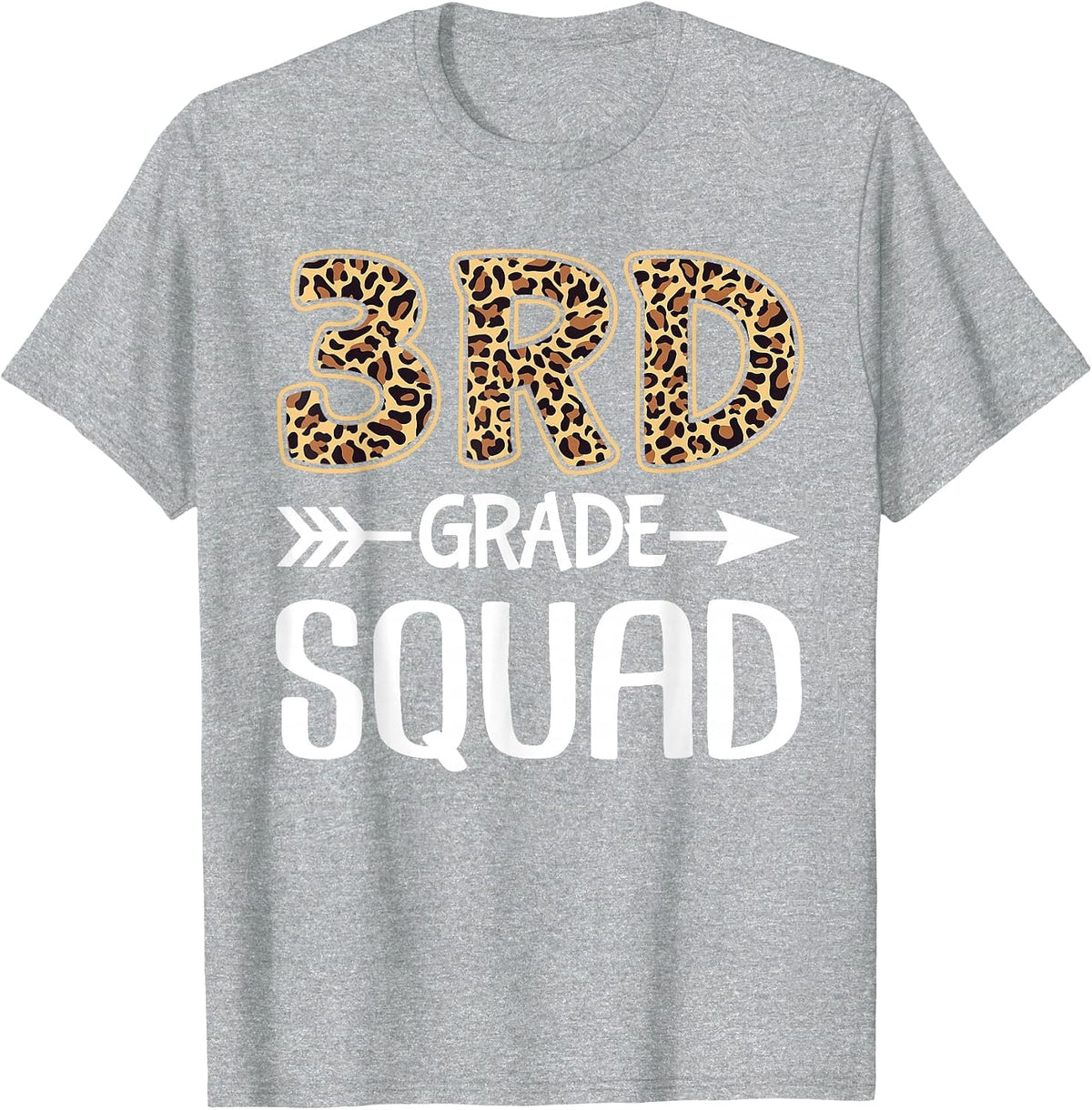 3rd Grade Squad Leopard Third Grade Teacher Student T-Shirt - Heather Grey