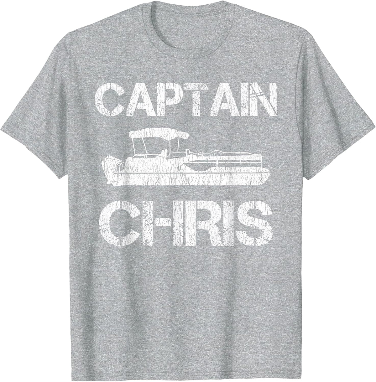 Captain Chris Pontoon Captain Funny Personalized Name Boat T-Shirt - Heather Grey