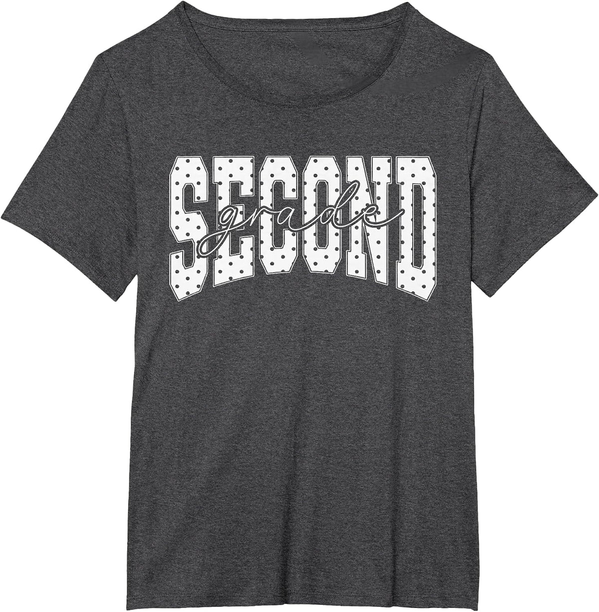 Funny Second Grade Teacher Student Polka Dot Back to School T-Shirt - Dark Heather Grey