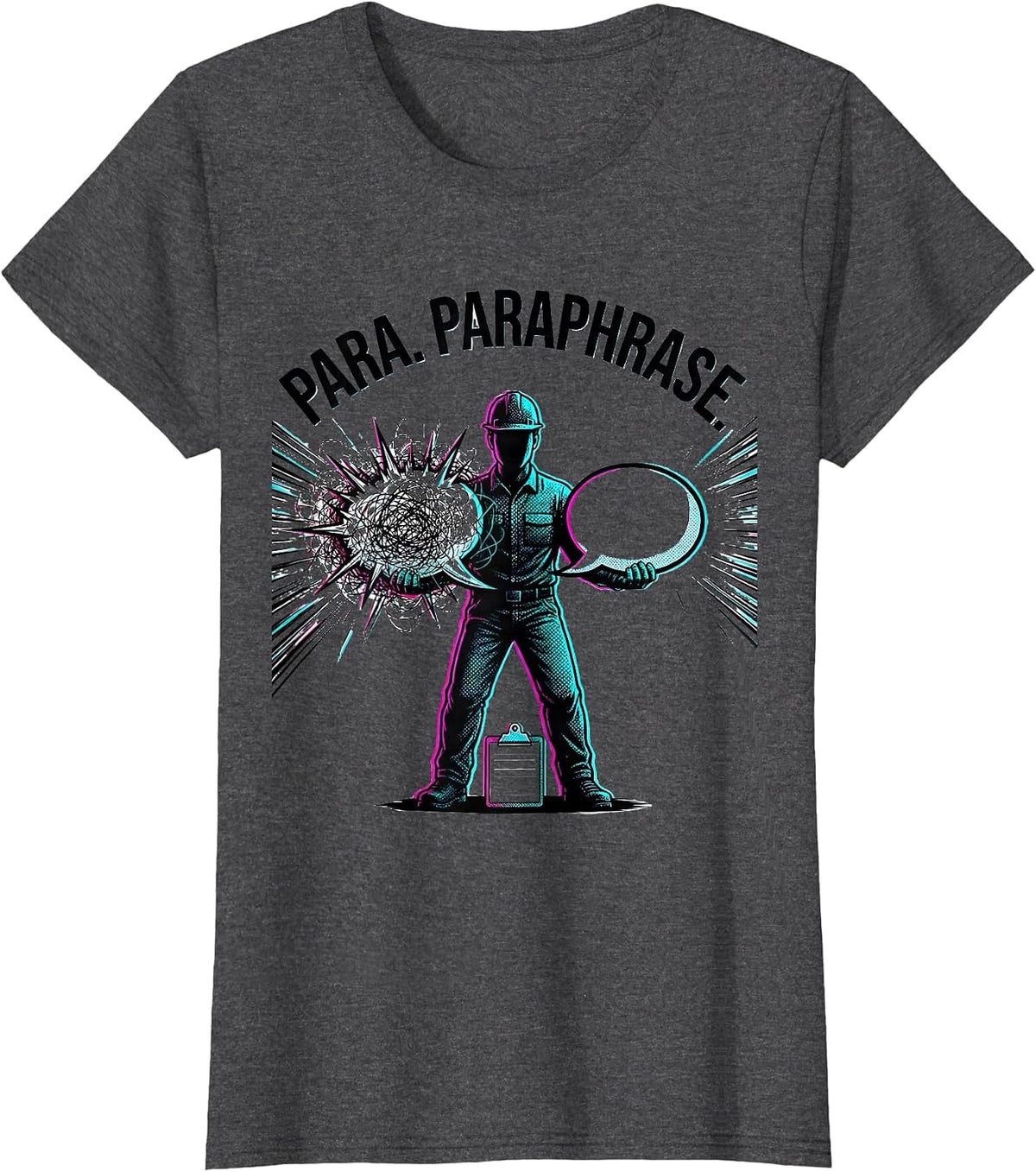Women's Para Paraphrase Bold Pop Art Funny Paraprofessional Support T-Shirt - Dark Heather Grey