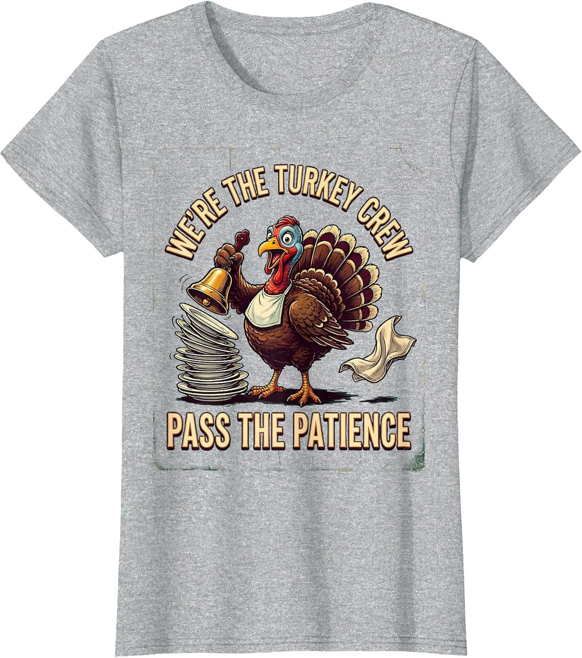 Women's We're The Turkey Crew, Pass The Patience Vintage T-Shirt - Heather Grey