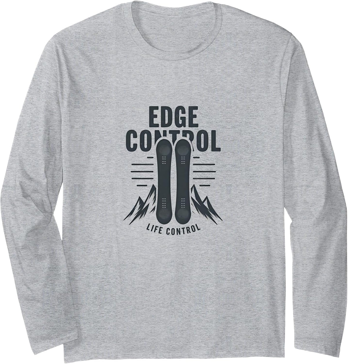 Edge Control Life Control Snowboard Design Long Sleeve T-Shirt - Adult Unisex Heather Grey