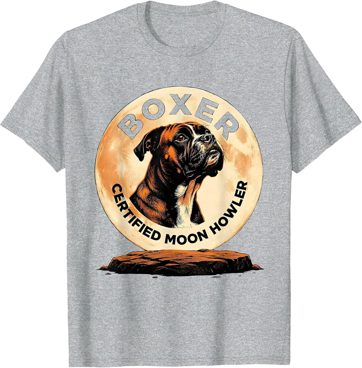 Men's Boxer Certified Moon Howler Retro Dog Breed Portrait T-Shirt - Heather Grey