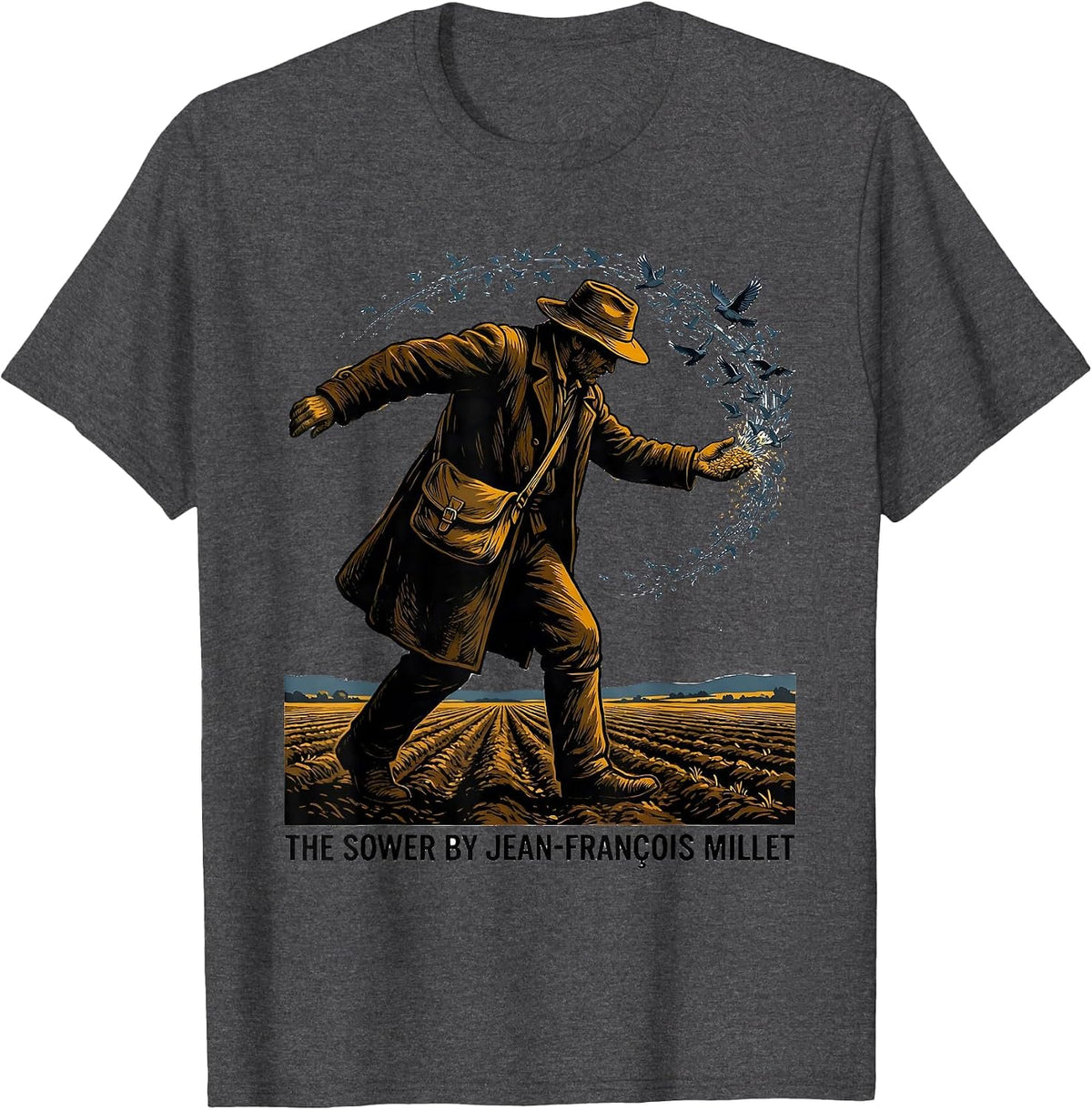 THE SOWER By Jean-François Millet Art History Enthusiast T-Shirt - Dark Heather Grey