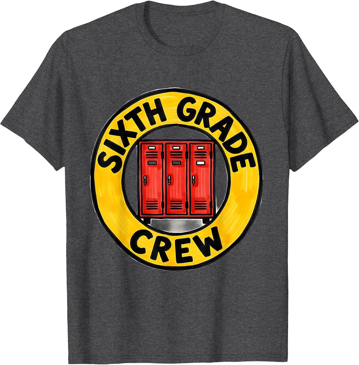 Men's Sixth Grade Crew Funny Middle School Teacher Back To School T-Shirt - Dark Heather Grey
